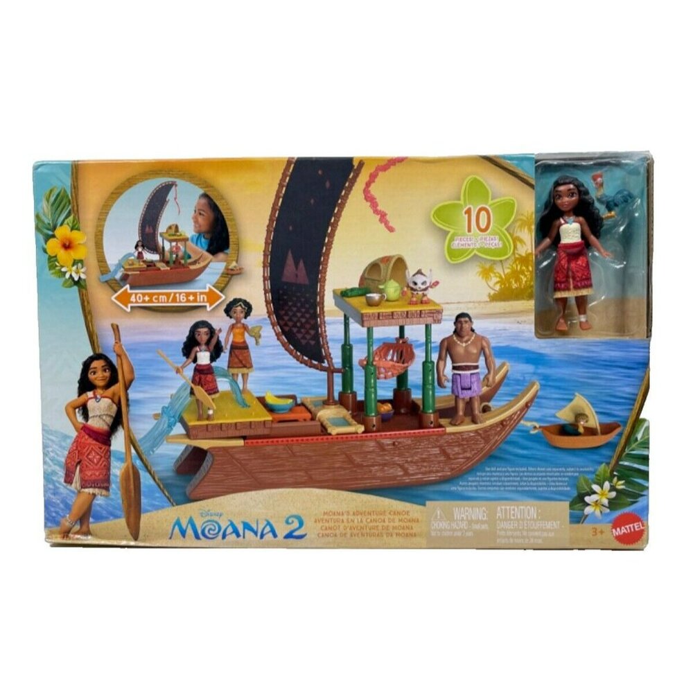Disney Moana 2 Moana’s Adventure Canoe Playset 10 Piece Set - Picture 2 of 15